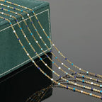 UMAOKANG 33 Feet/10M Blue Mixed Color Bead Chains for Jewelry Making Gold Plated Stainless Steel Soldered Cable Thin Chain on Spool Bracelet DIY Jewelry Findings - color: Blue Mixed Bead-Gold