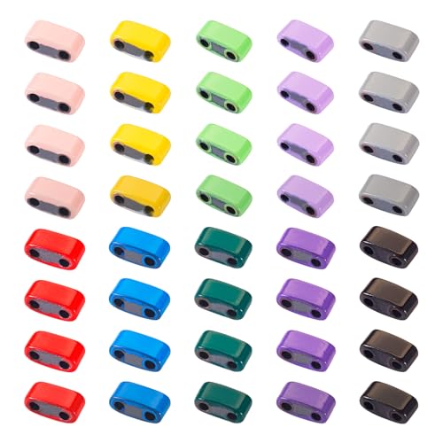 Pandahall 300Pcs Rectangle Mini Seed Beads - 2 Hole Half Tila & Synthetic Hematite Spacer Beads (10 Colors) Multi-Strand Linking for DIY Craft Bracelet, Necklace & Earrings - color: Hematite 10 Colors, 300pcs