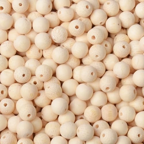 6mm Massive Beads Natural Wooden Round Loose Beads Jewelry Making with Thread 200 PCS(Golden Bamboo, 6mm) - color: Golden Bamboo, size: 6mm