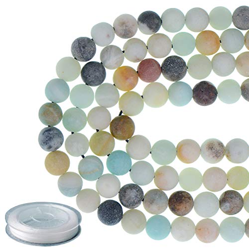 8mm Natural Matte Multi Color Amazonite Round Gemstone 100Pcs Loose Beads for Jewelry Making Bracelet with Stretch Beading Cord LPBeads - color: Unpolished Multi Color Amazonite, size: 8mm