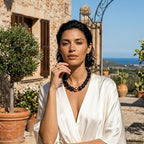 Mchic Colorful Beaded Choker Necklace for Women: Boho Large Square Acrylic Beaded Necklace Stainless Steel Adjustable Surfer Beach Strand Necklaces Summer Handmade Jewelry Gift for Women - color: Black1