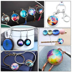 70Pcs Flat Round Transparent Glass Cabochons with Pattern Eye Flatback Glass Dome Flatback Cab Beads for Photo Cameo Jewelry Making Necklace Ring DIY Crafts 25x6mm Starry Sky - color: 70Pcs-25x6mm-Starry Sky