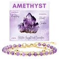 Farfume Crystal Bracelet Beaded Bracelets 4mm Natural Stone Beads Gemstone Handmade Jewelry Valentine's Day Gifts - color: Amethyst-Clarity & Awareness