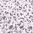 Yochus 1000pcs White Round Acrylic Alphabet Beads 4x7mm Black Letter A-Z Beads for Jewelry Making and DIY Bracelets, Necklaces, Key Chains - color: Black Letters*1000/White Base, size: 4x7mm