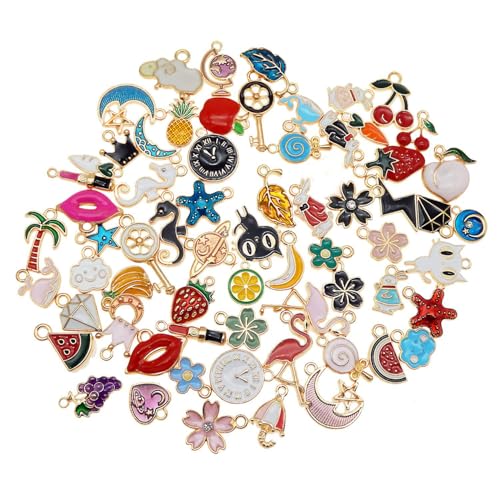 30pcs Mixed Enamel Charms Pendants for Jewelry Making Bulk lot Necklace Earrings Bracelet Craft Findings - color: Multi