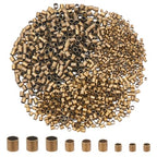 1500Pcs 3 Sizes Brass Tube Crimp Beads Antique Bronze Tube Beads Crimping Round Tubes Loose Spacer Bead for Jewelry Making Hole: 1/1.5/2mm - color: Antique Bronze
