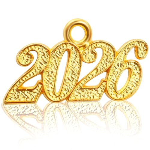 2025 Gold Plated Charm for Graduation Tassel, Decorative Number Pendant - color: Gold