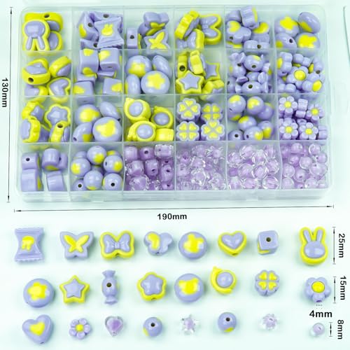 Purple Chunky Acrylic Bead, Beads for Pens Focal Beads Bracelet Beads Loose Spacer Bead Heart Star Kandi Bead for DIY Beadable Pens Bracelets Necklaces Earings Keychains Jewelry Making (Purple) - color: Purple