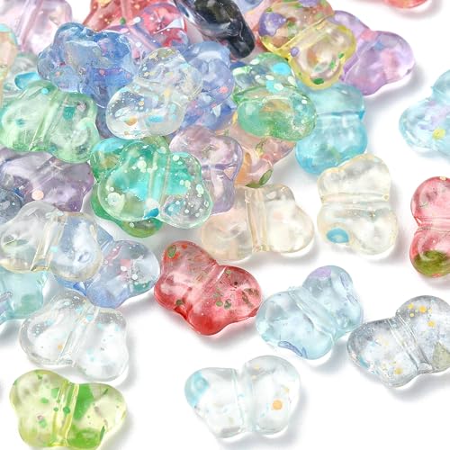 300Pcs Butterfly Crystal Acrylic Beads for Bracelets Making 10 Colors Transparent Spray Painted Spacer Beads for Jewelry Necklaces Earrings Keychains Crafting DIY Craft Supplies - color: Butterfly- 300 pcs