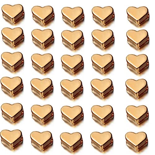 200 Pcs Heart Shape Spacer Beads Small Hole Spacer Beads Metal Loose Beads for Making Bracelet Necklace Earring Accessories DIY Handmade Craft (Gold) - color: 200 Pcs Gold