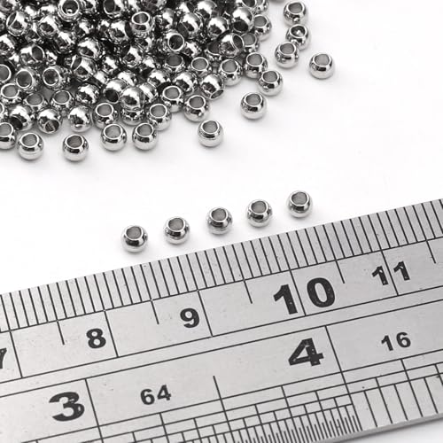 304 Stainless Steel Round Beads 3.0mm 400pcs Spacer Beads for Jewelry DIY Making and Repairing - size: 3.0mm