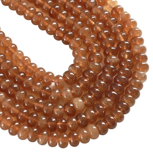 76pcs 5x8mm Natural Stone Light Gold Tourmaline Rondelle Spacer Loose Beads Abacus Disk Stone Round Loose Gemstone Beads for Jewelry Making DIY Bracelet Necklace - color: Light Gold Tourmaline Stone