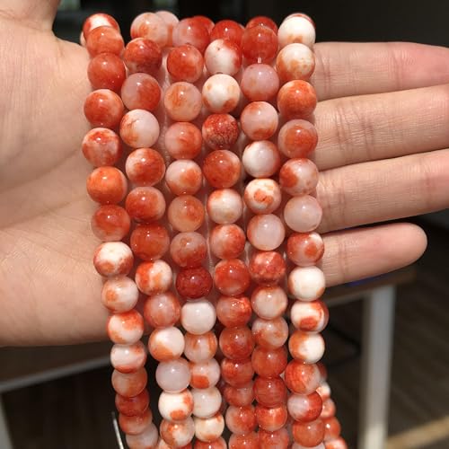 Yochus 60pcs 6mm Red Persian Jade Energy Healing Round Bulk Gemstone Beads for Jewelry Making Bracelet Necklace Earring DIY - color: red, size: 6mm