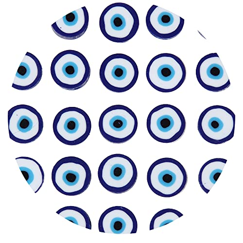 100pcs Evil Eye Polymer Clay 10mm Spacer Beads for Women Jewelry Making DIY Bracelet Necklace Hair Clip Accessories (Blue Evil Eye) - color: Blue Evil Eye