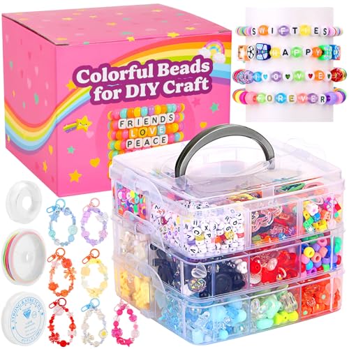 3123Pcs Assorted Acrylic Beads Kit for DIY Bracelets Making with Cute Candy Butterfly Flower Heart Kawaii Color Bead Charms for Creativity Fun Jewelry Craft Aesthetic to Make Necklaces Keychains - color: Acrylic Beads Kit