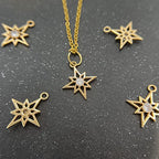 Crystal Zirconia Gold Plated Brass Charms for Jewelry Making Bracelet Necklace Earring Pendant Craft Supplies DIY Accessories - color: StarB-White-8Pcs