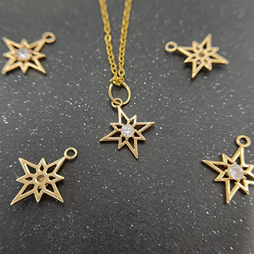 Crystal Zirconia Gold Plated Brass Charms for Jewelry Making Bracelet Necklace Earring Pendant Craft Supplies DIY Accessories - color: StarB-White-8Pcs
