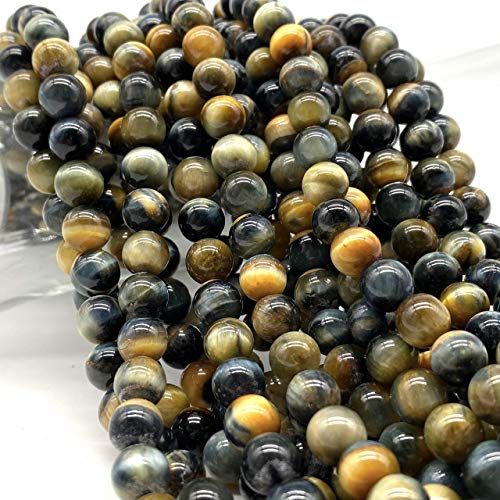 ABCGEMS 2-Tone Namibian Blue Tigers Eye Beads (Gorgeous Silky Lusture- Beautiful Matrix) Jewelry Making Craft Smooth Round 8mm