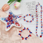 1000PCS Red Blue Glass Beads 4th of July Crystal Patriotic DIY Bracelets Beads for Jewelry Necklace Wristband Earring Key Chain Crafts Kit (Red, Blue, White) - color: Red, Blue, White