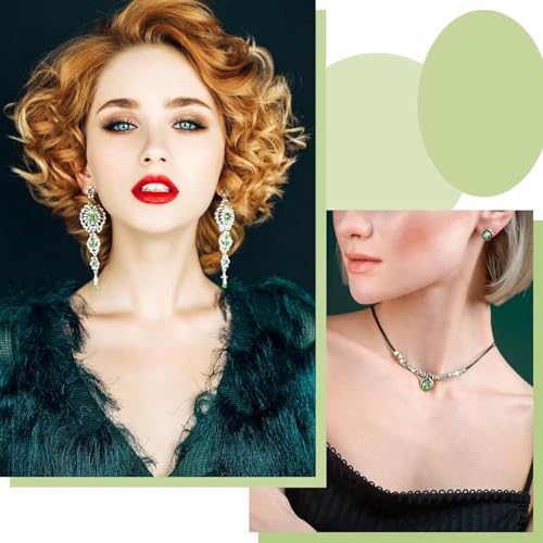 1000pcs Green Glass Beads for Jewelry Making - Assorted Size and Styles (Bicone, Rondelle, Suquare, Four-Leaf Clover, Crackle Round) Craft Crystal Beads for Bracelet Necklace Earring with 1 Box