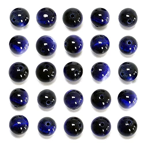 NCB 200pcs 4mm Sapphire Tiger's Eye Loose Beads for Jewelry Making, Natural Semi Precious Beads Round Smooth Gemstones Spacer Beads Charms for Necklaces Bracelets (Sapphire Tiger's Eye, 4mm 200Beads) - color: Sapphire Tiger's Eye, size: 4mm 200beads