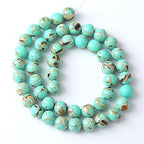 12MM 32PCS Peacock Blue Shell Turquoise Spacer Loose Beads for Jewelry Making DIY Bracelet Necklace - color: Peacock Blue Shell Turquoise, size: 12mm