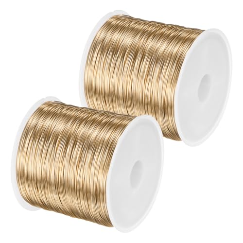 M METERXITY 2Roll 0.4mm Jewelry Wire, 26 Gauge 328FT Craft Wire Copper Beading Wire for Jewelry Making/Planting/Weaving/DIY Crafting, Soft Metal Wires [100M, Light Gold] - color: Light Gold, size: 26 Gauge 328FT