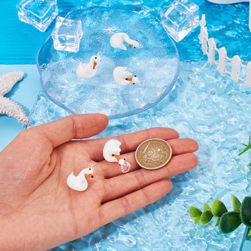 FASHEWELRY 5Pcs Handmade Swan Lampwork Glass Pendants White Swan Goose Spacer Beads Charms for DIY Necklace Bracelet Jewelry Craft Making - color: Swan-White