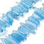 FASHEWELRY 1 Strand Natural Quartz Crystal Points Loose Beads Deep Sky Blue Flat Heishi Gemstone Loose Beads for DIY Jewelry Making - color: Deep Sky Blue