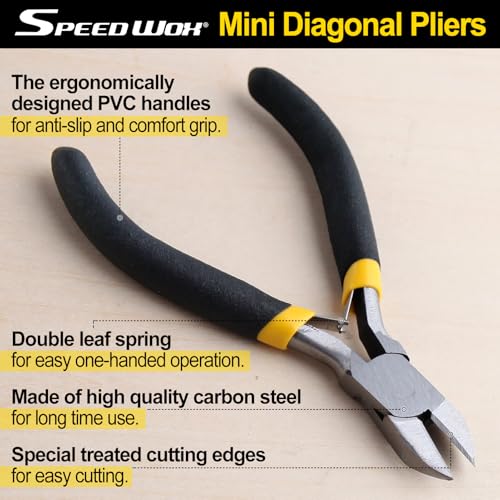 SPEEDWOX Diagonal Pliers Side Cutter Pliers 4 Inches Mini Fine Wire Cutting Plier Nippers Flush Cutter with Spring Micro Wire Cutters for Jewelry Making Crafts Beading Work - size: Diagonal Pliers
