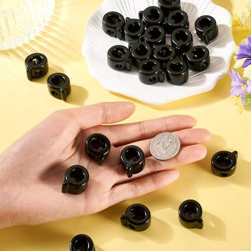 30Pcs Large Hole Letter Beads Black Acrylic European Beads 3D Letters Q Chunky Bead Initial Alphabet Bead for Key Chains Bracelets Necklace DIY Craft Bag Charm Kit Arts Projects - color: Black-Q