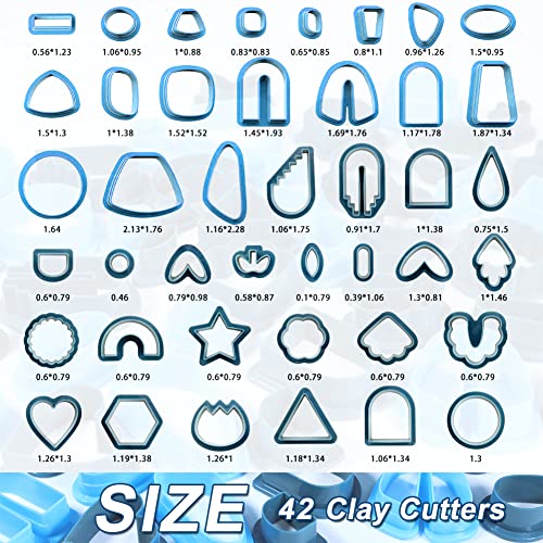 PTFJZ Polymer Clay Cutters for Earring Making - 160pcs Clay Tools Set with Earrings Accessories, 42+8pcs Different Shape Plastic Clay Cutters (Style B-Blue) - color: Style B-Blue