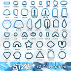 PTFJZ Polymer Clay Cutters for Earring Making - 160pcs Clay Tools Set with Earrings Accessories, 42+8pcs Different Shape Plastic Clay Cutters (Style B-Blue) - color: Style B-Blue