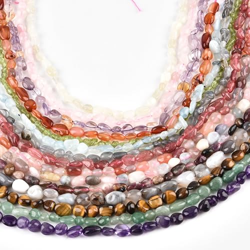 HAAMIIQII Natural Red Carnelian Pebble Stone 5-8mm Small Irregular Freeform Tumbled Loose Gemstone Beads for Jewelry Making Strand 15 Inch (45-50pcs) - color: Red Carnelian