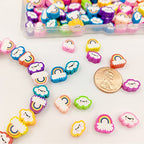 200pcs Rainbow Polymer Clay Beads, Mixed Clouds Charm Spacer Beads for DIY Bracelet Necklace Jewelry Making - color: Cloud
