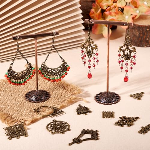 Pandahall 80pcs 20styles Tibetan Style Antique Bronze Alloy Chandelier Components Filigree Links Dangle Earrings Connector Charms Findings Mixed for Jewelry Making Necklace Pendants