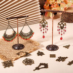 Pandahall 80pcs 20styles Tibetan Style Antique Bronze Alloy Chandelier Components Filigree Links Dangle Earrings Connector Charms Findings Mixed for Jewelry Making Necklace Pendants
