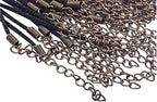 KONMAY 50pcs 2.0mm Satin Silk Necklace With Lobster Clasps and Extension Chain (18'', Black with Antique Brass Clasp) - color: Black with Antique Brass Clasp