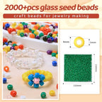 2000pcs Green Glass Seed Beads, Colorful Tiny 4mm Beads for Jewelry Making, Beading Supplies. - color: Green