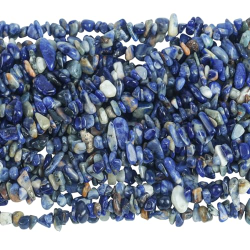 90 Inches Sodalite Irregular Shaped Crystal and Healing Tumbled Chip Stone Beads for Jewelry Making - color: Blue-Sodalite