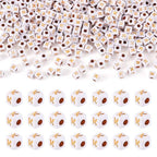FASHEWELRY 500Pcs White Golden Letter Beads 4.5mm Square Alphabet Beads Acrylic Cube Letter K Beads for Friendship Bracelet Necklace Keychains Jewelry Making - color: Letter K