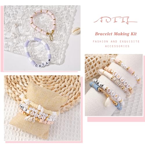 ADIIL 7200pcs Clay Beads Bracelet Making Kit, 6mm Polymer Heishi Beads for Jewelry Making, Friendship Bracelet Kit Birthday Gift for Adults Pink - color: Pink