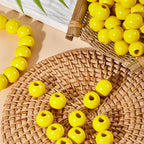 240Pcs Yellow Wood Beads 16mm for Craft Large Hole Wood Beads for Craft - color: Yellow