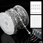5 Meters Stainless Steel Cross Link Chains in Bulk for DIY Men Women Jewelry Making with Lobster Clasps, Jump Rings (Silver) - color: silver