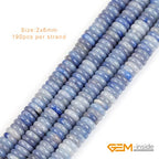 GEM-Inside 2x6mm Natural Blue Aventurine Jade Semi-Gemstone Heishi Disc Rondelle Spacer Beads for Jewelry Making Full 15" Strand Energy Stone Healing Power Crystal - color: Blue Aventurine Jade