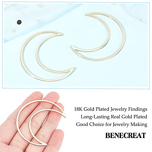 BENECREAT 10pcs Real 18K Gold Plated Moon Linking Rings Brass Hollow Frames Links Connector Charms for Bracelets Necklace Jewelry DIY Making, Festival Gift, 24.5x1mm - color: Moon