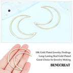 BENECREAT 10pcs Real 18K Gold Plated Moon Linking Rings Brass Hollow Frames Links Connector Charms for Bracelets Necklace Jewelry DIY Making, Festival Gift, 24.5x1mm - color: Moon