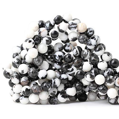 45PCS 8mm Natural Black White Zebra Jasper Gemstone Round Loose Beads Crystal Energy Stone for DIY Jewelry Making 1 Strand 15" - color: Black White Zebra Jasper, size: 8mm