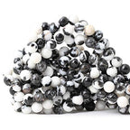 45PCS 8mm Natural Black White Zebra Jasper Gemstone Round Loose Beads Crystal Energy Stone for DIY Jewelry Making 1 Strand 15" - color: Black White Zebra Jasper, size: 8mm