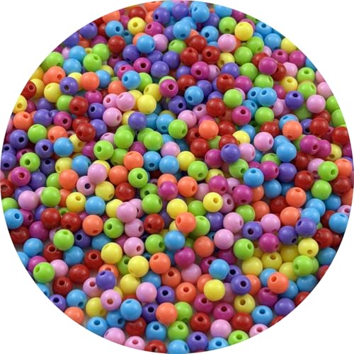 700pcs Acrylic Round Beads for Crafts 6mm Resin Candy Color Spacer Beads with Hole for Jewelry Making Sewing Crafts Decoration Necklaces Bracelets Earrings Supplies(Dark Mix Colors) - color: Dark Mix Colors, size: 6mm